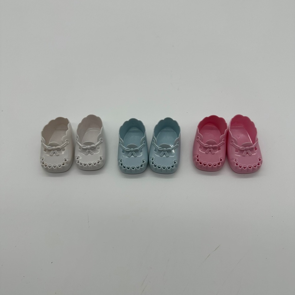 VTG America Girl Bitty Baby lot of 3 Plastic Shoes Booties Pink Blue White